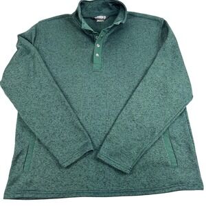 Mountain Khakis Sweatshirt Mens 2XL Green Snap Henley Mock Neck‎ Fleece Pockets